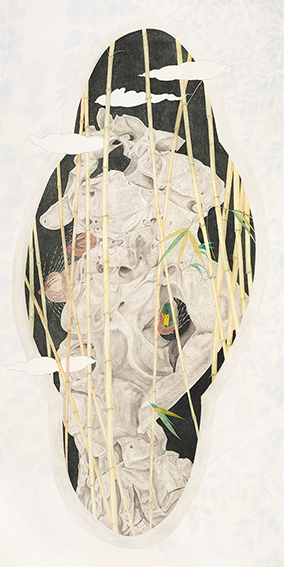 作者：邹训精、名称：《篁竹野趣》、尺寸：68㎝×136㎝、年代：2019年3月、材料：纸本设色.jpg