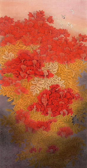 朱三秋《圣火》规格：223X118cm  2015年.JPG