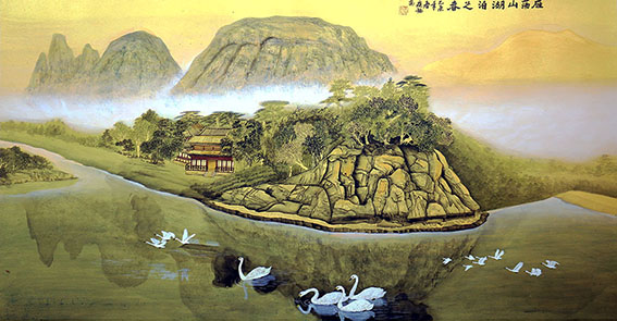 章庭钰《雁荡山湖泊之春》规格：180x96cm.JPG