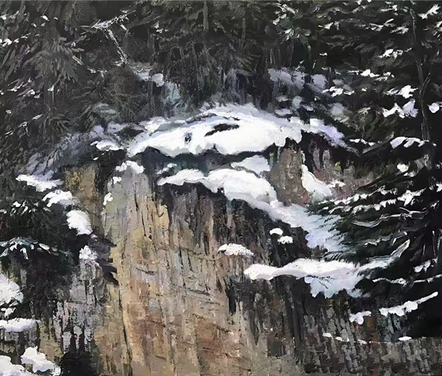 王子彬作品《银冬山语》  规格：160×300cm  2024年.jpg