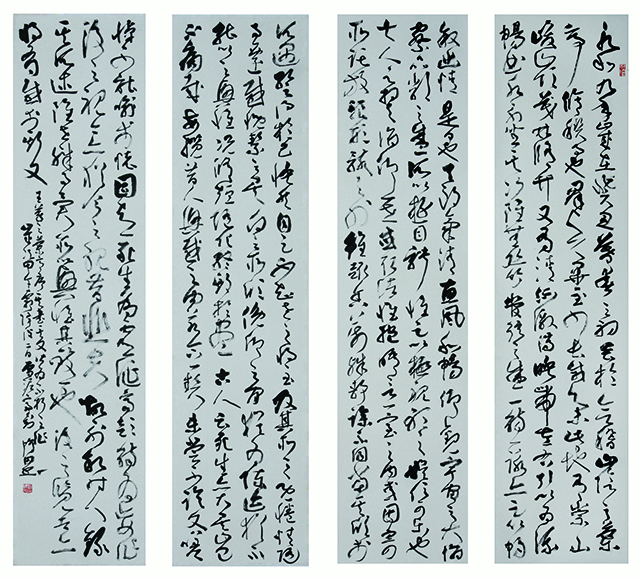刘鸿田作品 草书四条屏 王羲之《兰亭序》 190X45cmX4 (2014).jpg