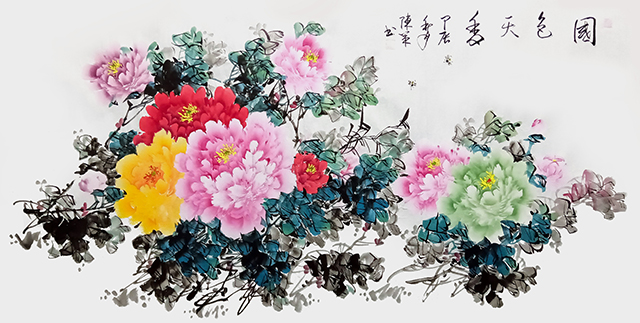 陈策作品《国色天香》  规格：138×69cm  甲辰.jpg