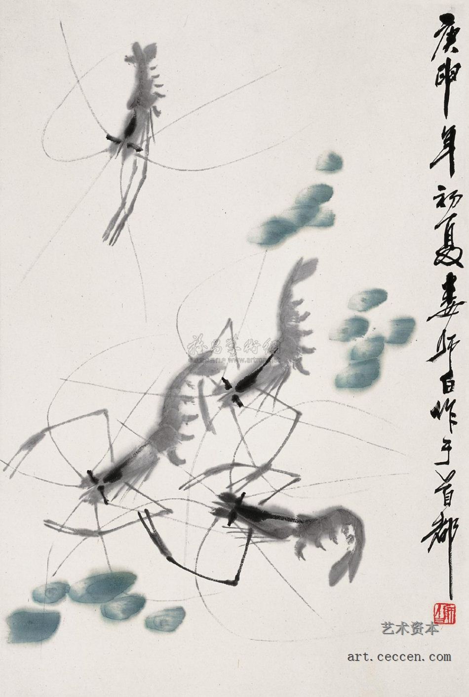 娄师白作品赏析-《虾趣图》