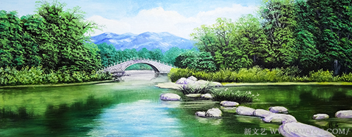 古桥春色150×60