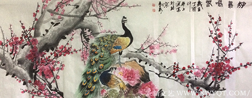 冉凤岭作品《瑞鸟鸣春》