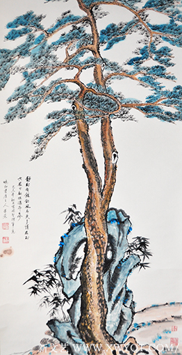 《松石图》规格：138x68cm