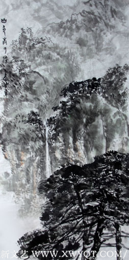 蔡春芳作品《山色青于染》规格：136cmx68cm