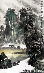 蔡春芳作品《山高水秀图》规格：136cmx68cm