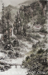 蔡春芳作品《珍珠门瀑布》规格：136cmx68cm