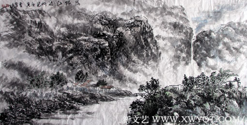 蔡春芳作品《鸭绿江边所见》规格：138cmx68cm