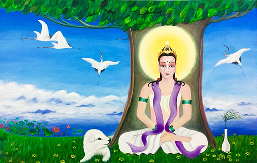 油画《合家欢观音像》168X108cm