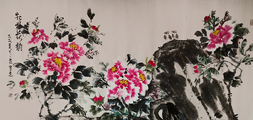 胡一然作品10《牡丹花韵》80cmX190cm