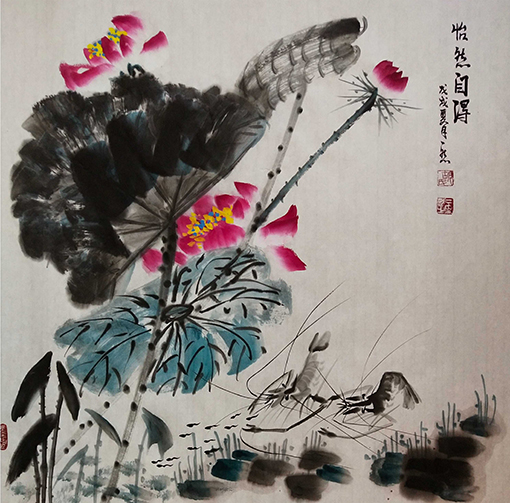 胡一然作品7《怡然自得》68cmX68cm