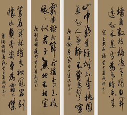 行草《梅兰竹菊》520X168cm（四条屏）