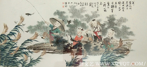 高健林作品《芦花浅滩嬉戏》