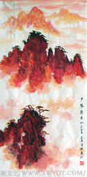 《夕阳染黄山》