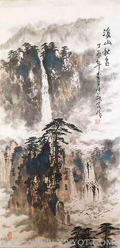 《溪山秋色》规格：50x100cm