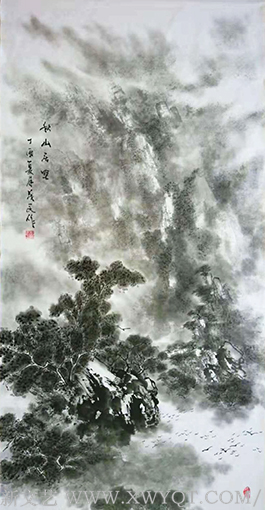 《秋山野居》规格：68x136cm