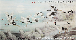 《闲云野鹤南飞渡》94cmx178cm