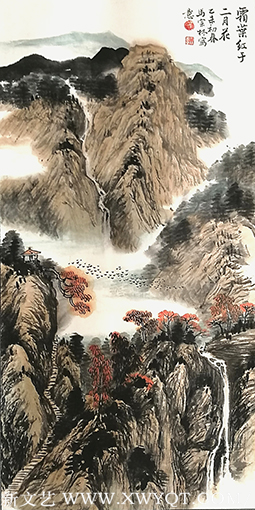 《霜叶红于二月花》规格：138x69cm