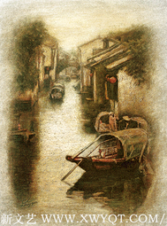 慈向群油画《水乡情之一》