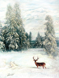 慈向群油画《瑞雪》