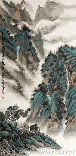 陈尧作品《山中一夜雨树梢百重泉》规格：138x69cm
