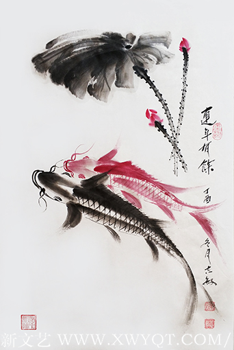 《莲年有余》国画作品