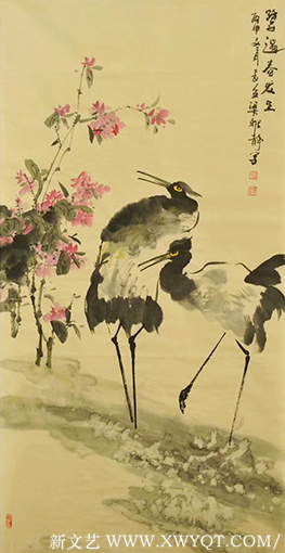 梁雅静作品《鹭遇春发生》