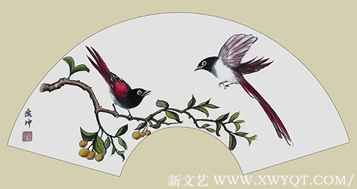8路豫坤作品《寿鸟双栖》