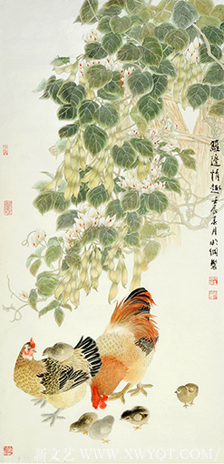 陈明纲作品《篱边情趣》