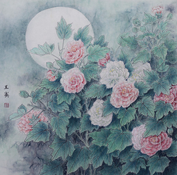 王赛作品《花开正是月明时》规格：64cmX64cm