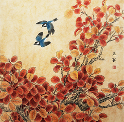 王赛作品《霜叶红于二月花》规格：64cmX64cm