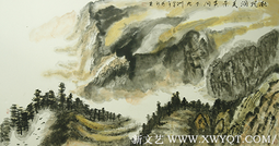 蒋颖作品《秋风涧美景，黄河下九洲》