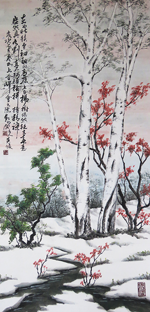 牟英俊作品1《白杨礼赞图》四尺