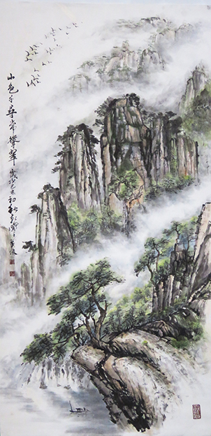 牟英俊作品3《山水系列之山色千寻常耸翠》六尺