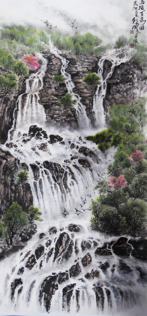 牟英俊作品4《山水系列之雨后百泉图》六尺
