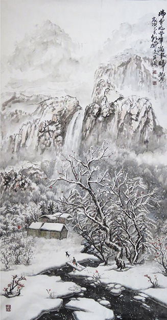 牟英俊作品6《山水系列之瑞雪兆丰年》六尺