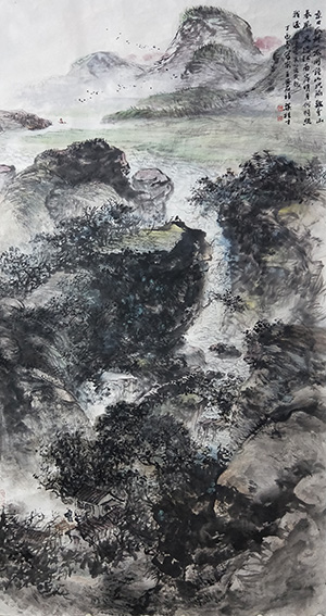 梁桂才作品《春风又绿江南岸》规格：196cmX98cm