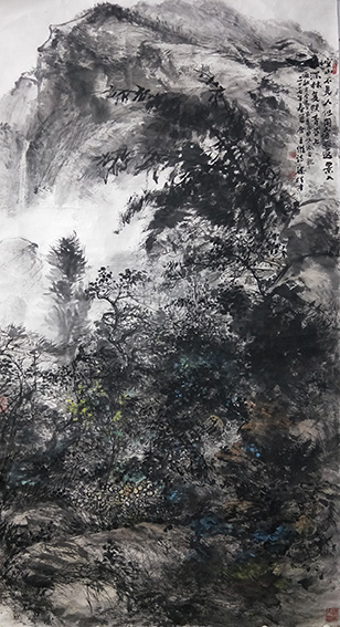 梁桂才作品《空山不见人》规格：196cmX98cm