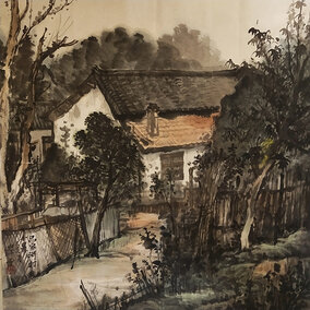 杨荣平作品《吕家河村小景》