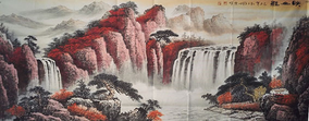 程旭东作品10《映山红》240×100cm