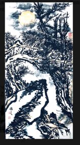 刘参作品《松风梅影》规格：130cmx65cm