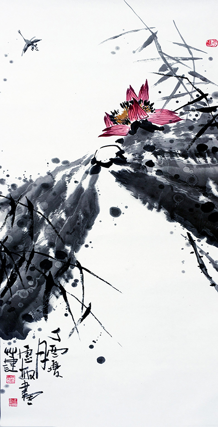 邢灵敏作品2《墨荷系列三》138cmX68cm