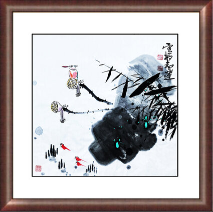 邢灵敏作品6《荷趣图之二》68cmX68cm