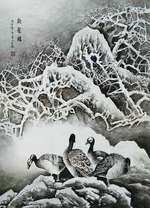 吕程远作品9《欢聚图》130cmX68cm