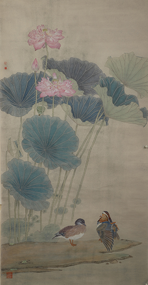 朱三秋作品1《荷风送馨香》尺寸：132X67cm