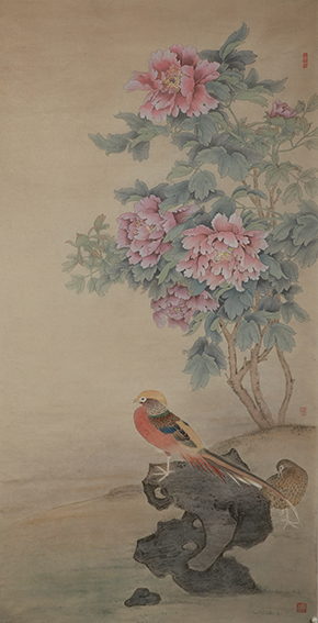 朱三秋作品2《牡丹花品冠群芳》尺寸：132X67cm