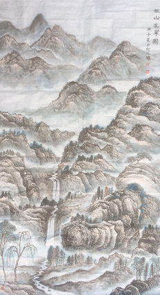 何石平作品4《秋山苍翠图》