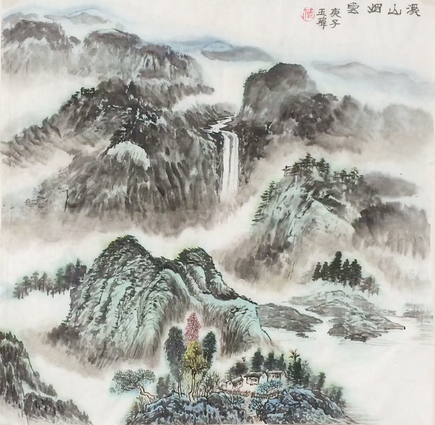 何石平作品9《溪山烟云》